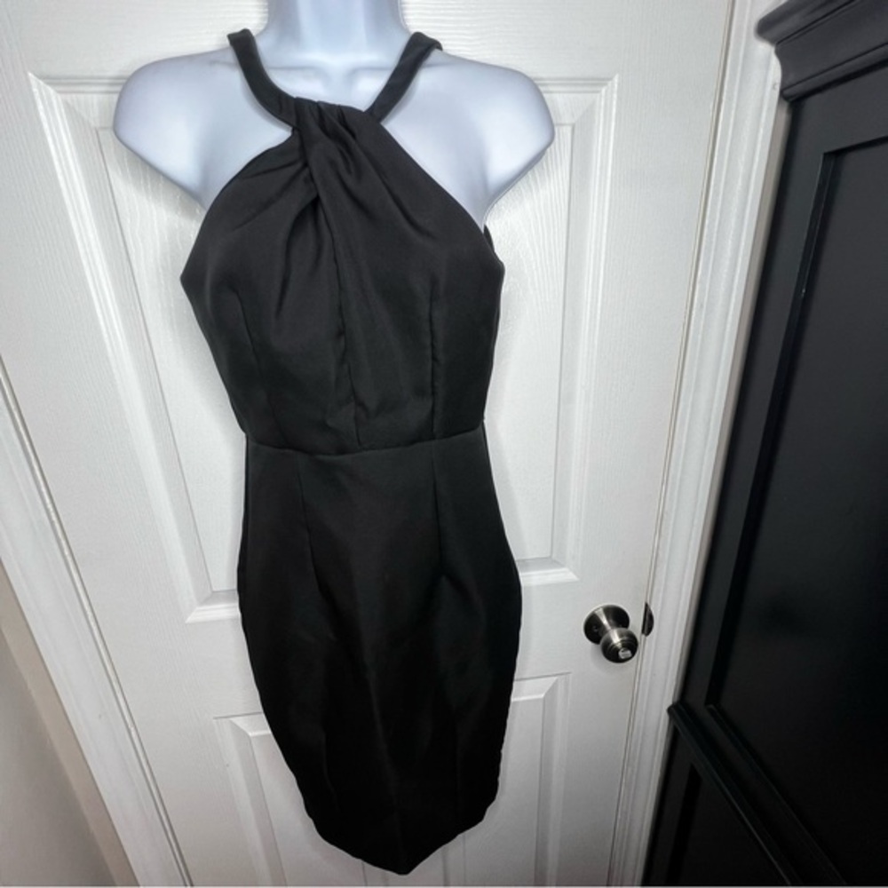Lulus Women’s X Small Be My Baby Black Bodycon Halter Midi Dress XS *FLAW